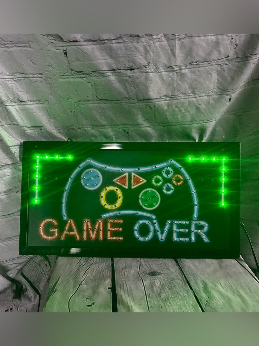 Light Up Man Cave Wall Sign Decor ‘Game Over’ Retro Arcade Nerdcore 10”x19” ASIS